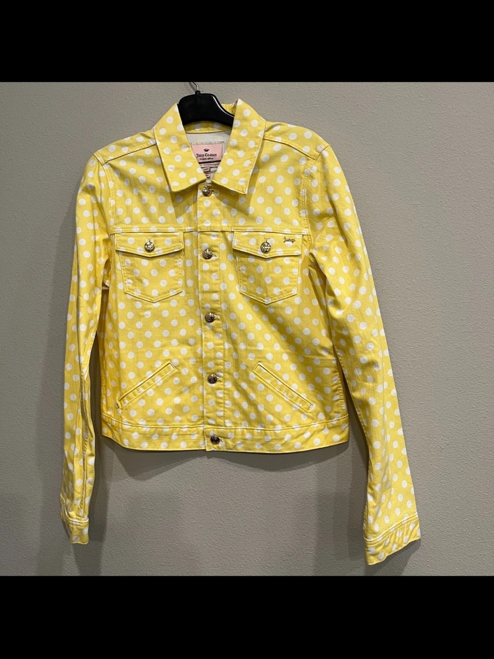 VIntage Juicy Couture Y2K Polka Dot Lemongrass Denim Jacket Size XL NWOT